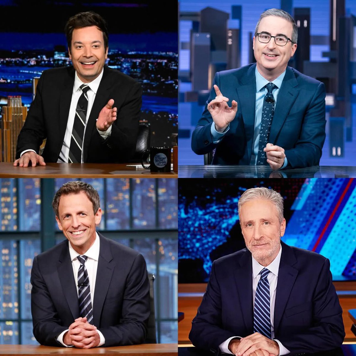 BrianEastwood_X's tweet image. Jimmy Fallon, John Oliver, Seth Meyers, and Jon Stewart are set to appear on tonight’s episode of ‘The Late Show’
In a sad attempt to plead with CBS to uncancel Stephen Colbert.
Who cares?