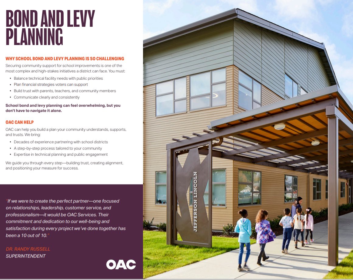Dr. Wade Smith (@wadesmithedd) on Twitter photo Thinking about a school bond or capital levy & not sure where to begin? Tired of setbacks at the ballot box? <a href="/OACservicesinc/">OAC Services, Inc.</a> proven #6PhaseApproach helps build trust, aligns priorities & positions ballot measures for success. Ask us how we can help you win on election-day! Thinking about a school bond or capital levy & not sure where to begin? Tired of setbacks at the ballot box? <a href="/OACservicesinc/">OAC Services, Inc.</a> proven #6PhaseApproach helps build trust, aligns priorities & positions ballot measures for success. Ask us how we can help you win on election-day!