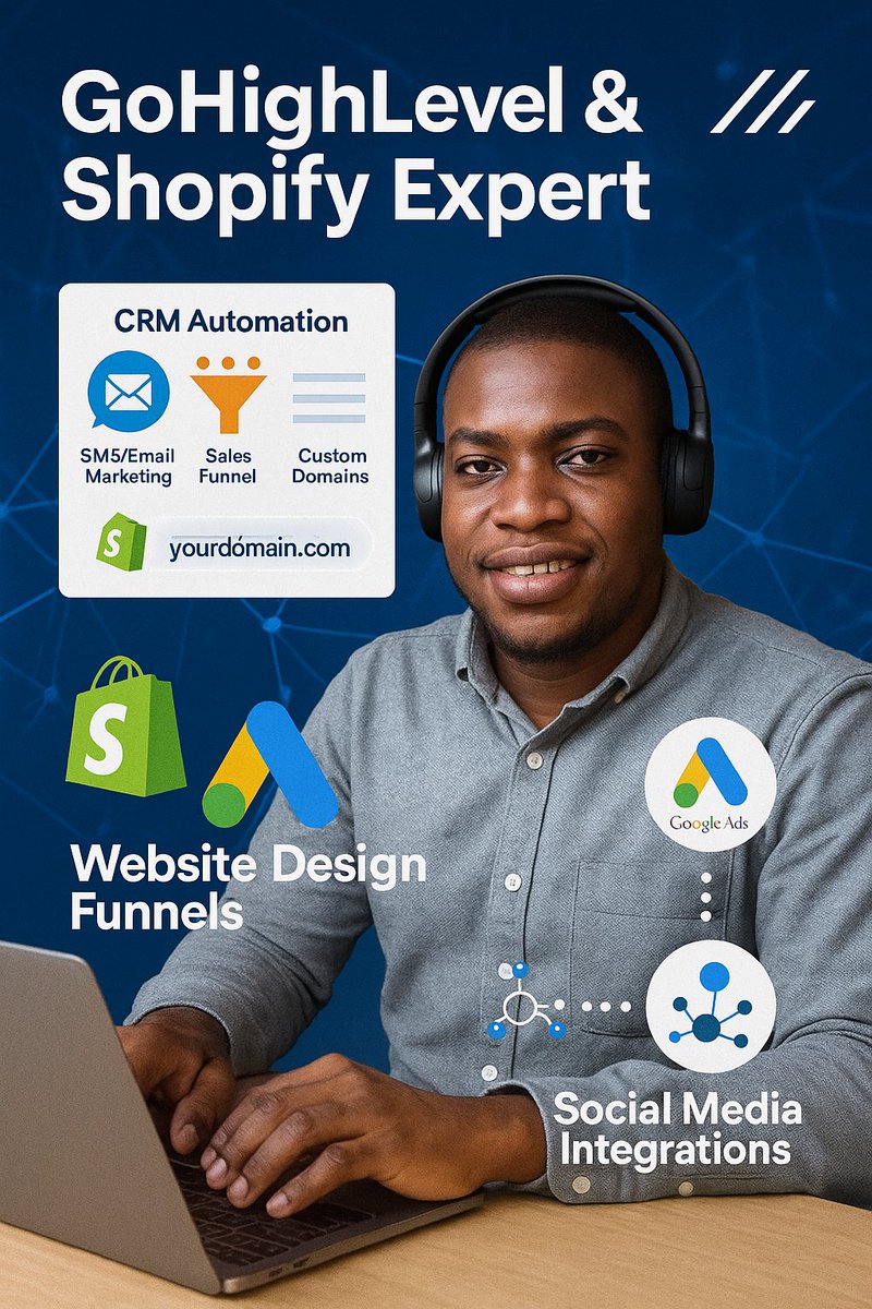 ayodeji_od88421's tweet image. Your Business Needs More Than Just a Website – You Need a System That Converts!:Build high-converting sales funnels,Automate CRM, emails &amp;amp; SMS,Design beautiful, functional Shopify stores,
#GoHighLevelExpert #ShopifyExpert #SalesFunnelBuilder #MarketingAutomation #DigitalMarketing