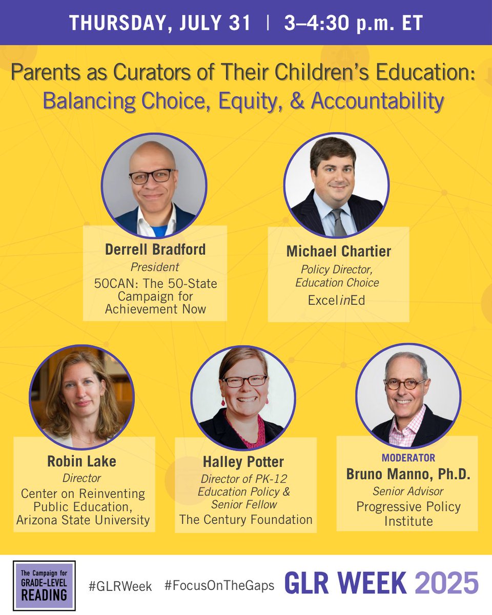 readingby3rd's tweet image. More parents are curating their children’s education & moving beyond traditional school options. What does this mean for choice, equity & accountability? Join the convo during #GLRWeek 2025 w/@FiftyCAN @ExcelinEd @CRPE_edu @TCFdotorg @ppi Thur 7/31 3pm ET: bit.ly/44yT04C