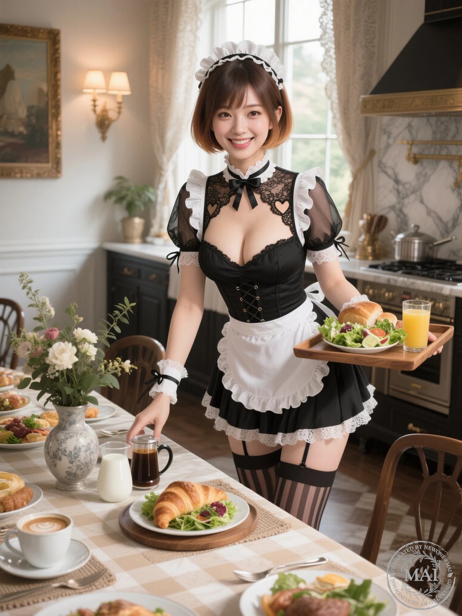 Sgt_Salts's tweet image. おはようございます🤗
気を付けて行ってらっしゃい🌞☕ 
#AIメイド #AI画像生成