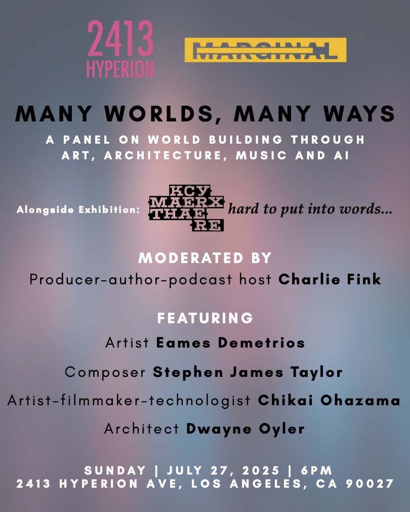 lifeofc's tweet image. If you live in the Los Angeles area, I'm going to be on a panel this Sunday (7/27) at 6PM on world-building with Eames Demetrios, composer Stephen James Taylor, and architect Dwayne Oyler. Producer-author-podcast host Charlie Fink will moderate.
It is the closing event for Eames…