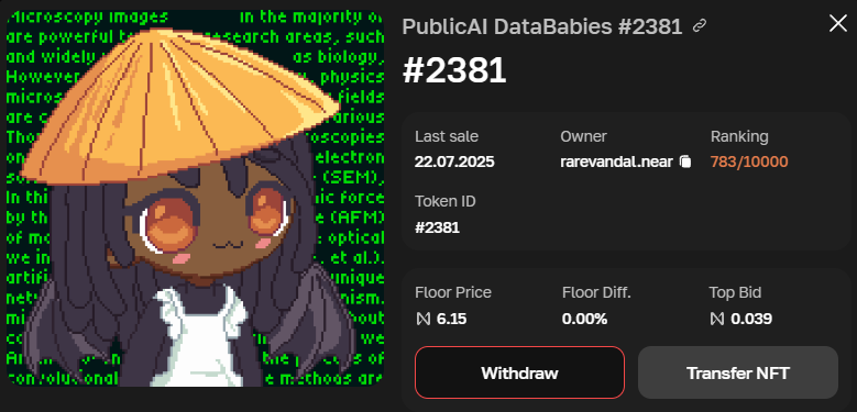 The Rare Vandal ๐๏ธ๐ง (@vandigital) on Twitter photo I'm giving away 1 ultraโrare <a href="/DataBabies333/">DataBabies ๐ช๐</a> NFT (top 10%) to celebrate the movement!
How to enter:
โ
Follow <a href="/vandigital/">The Rare Vandal</a> x <a href="/DataBabies333/">DataBabies ๐ช๐</a> x <a href="/PublicAI_/">PublicAI</a>
โ
Like + QRT this post creatively
โ
Tag 2 friends & comment your .near or .tg wallet
Winner picked in 48hrs. Letโs go! I'm giving away 1 ultraโrare <a href="/DataBabies333/">DataBabies ๐ช๐</a> NFT (top 10%) to celebrate the movement!
How to enter:
โ
Follow <a href="/vandigital/">The Rare Vandal</a> x <a href="/DataBabies333/">DataBabies ๐ช๐</a> x <a href="/PublicAI_/">PublicAI</a>
โ
Like + QRT this post creatively
โ
Tag 2 friends & comment your .near or .tg wallet
Winner picked in 48hrs. Letโs go!