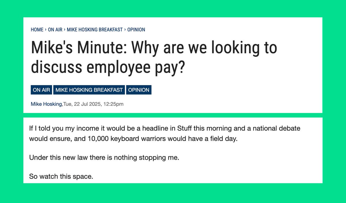 DailyIndgnation's tweet image. Mike is annoyed at the “sticky beak” law that will let you reveal to others what you&apos;re paid, and so threatens to reveal his pay, because... ???