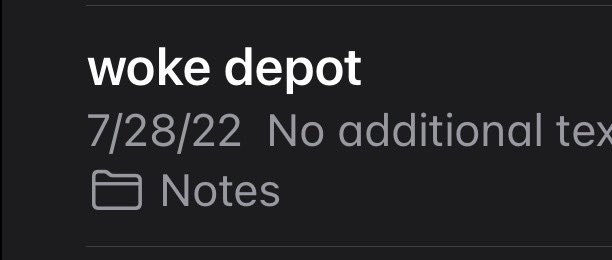 dev__con's tweet image. shoutout to the note i made three years ago that just says “woke depot” and nothing else