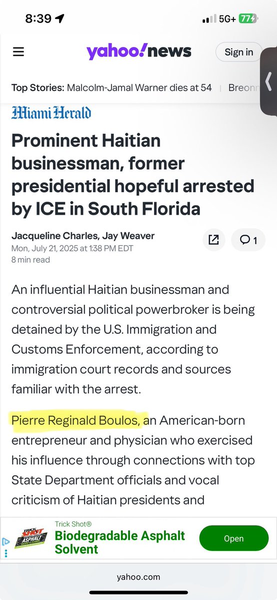 ryangrim's tweet image. This is quite something: ICE arrested an American born Haitian “powerbroker” — code for a guy with significant influence over gangs — and is detaining him.