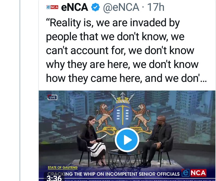 PatrioticMedia1's tweet image. LESUFI ADMITS TO FOREIGN INVASION OF SA
Gauteng premier @Lesufi has admitted that South Africa is invaded by millions of foreigners who can not be traced and whose intentions are not known.
