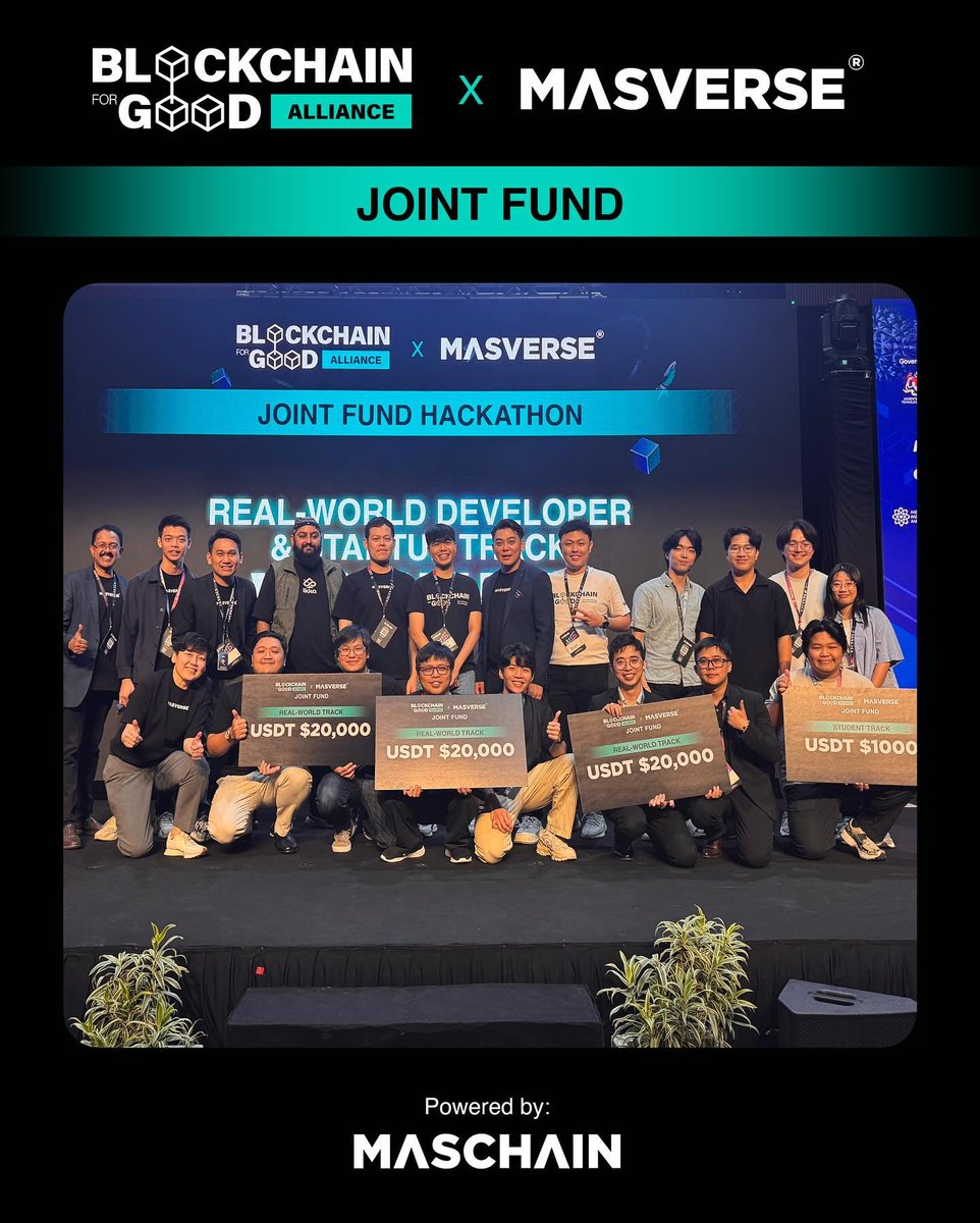 MasverseHub's tweet image. The Blockchain for Good Alliance (@ChainforGood BGA) x Masverse Joint Fund Demo Day was a massive success at #MYBW2025! 🚀
🏆 Real-World Track winners blew us away with practical, scalable solutions built on @MasChainMY, proving that blockchain is ready for real world use…