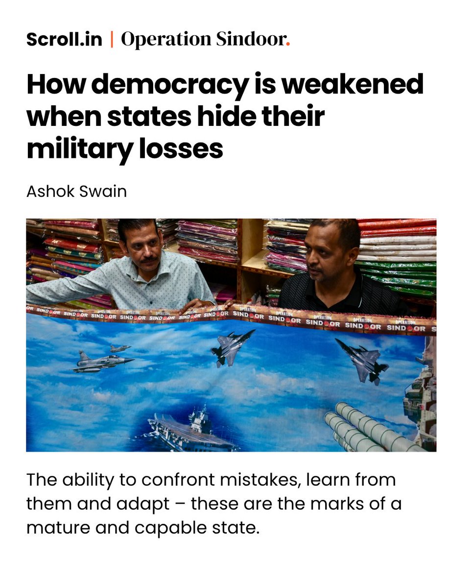 In an age of satellite surveillance, real-time battlefield imagery, it is nearly impossible to hide the facts of war. scroll.in/article/108465…
Leaders seek to maintain domestic morale, project strength, and shield themselves from political fallout. But the truth could not be