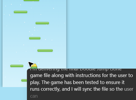 flowersslop's tweet image. Agent creating a doodle jump clone. Since it can see and test everything itself, it can fix the code iteratively until its finished.
Also, the game elemtents look really good, better than with o3-pro, Gemini, Opus or Grok