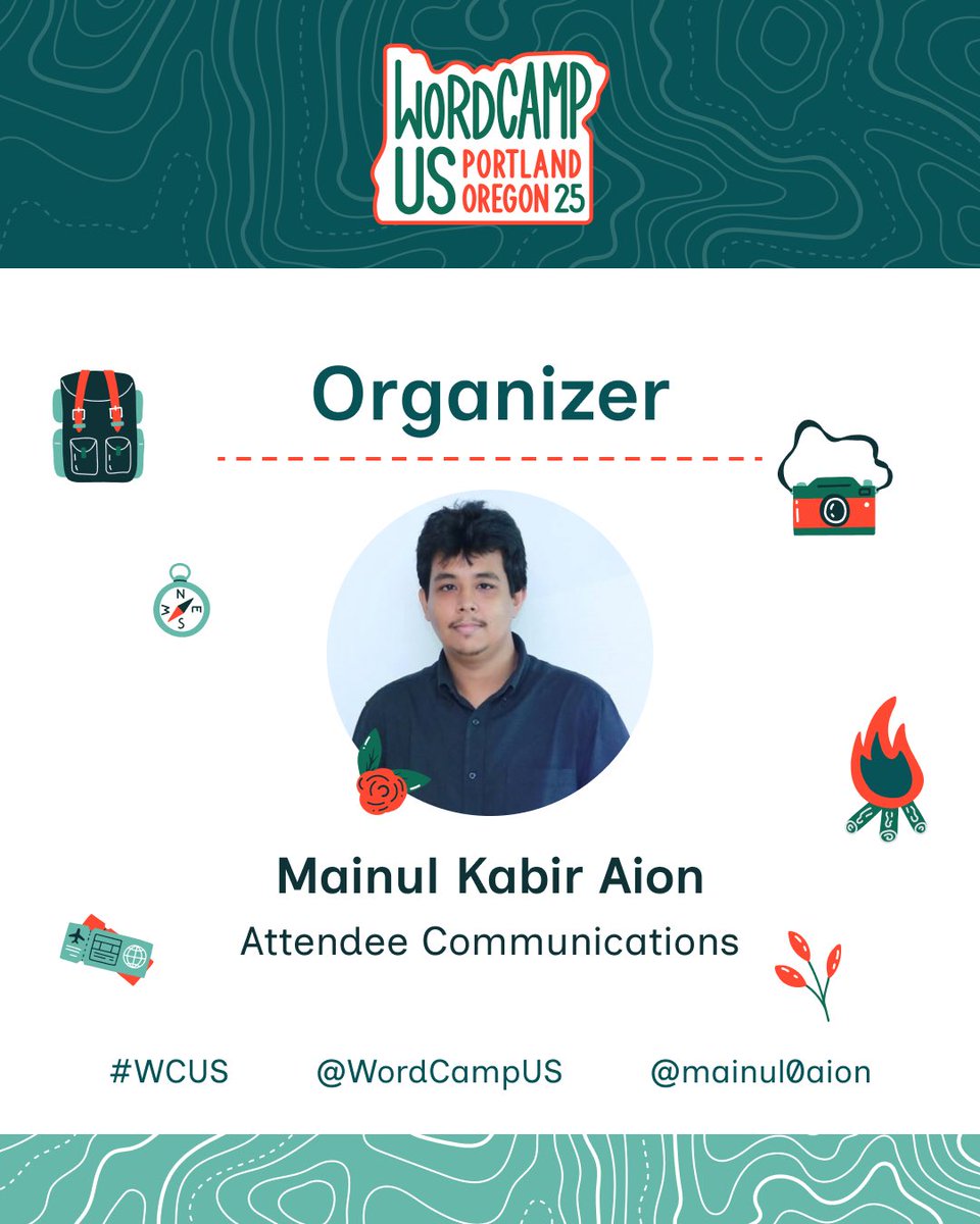 WordCampUS's tweet image. Meet Mainul Kabir Aion, @mainul0aion, part of the WordCamp US 2025 organization team!
us.wordcamp.org/2025/organizer…
#WordCamp #WordPress #WCUS
