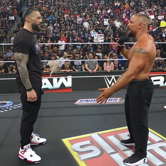 SoleRetriever's tweet image. Roman Reigns wore the Air Jordan 4 “Red Cement” on #WWERaw ☝️