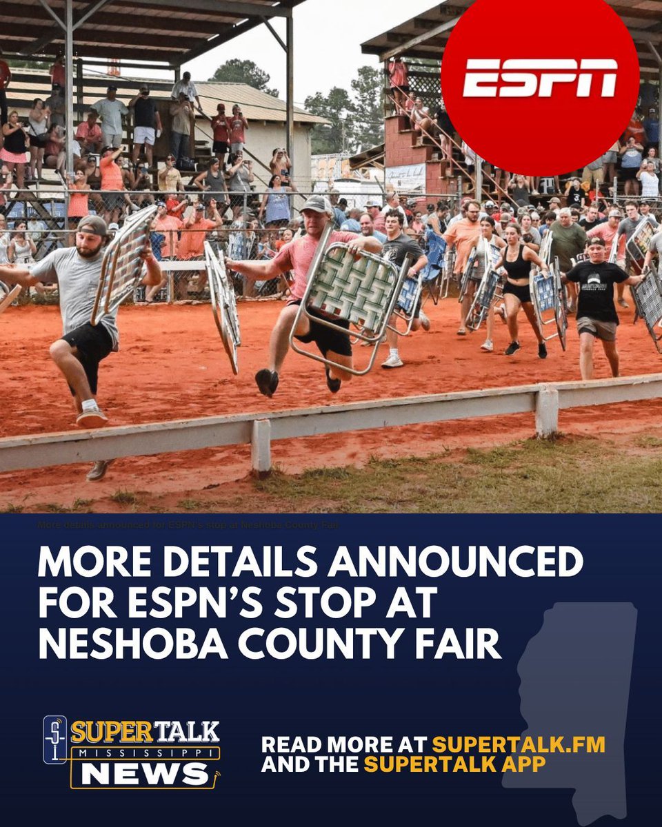 SportsTalkMiss's tweet image. After officials confirmed last month that ESPN would be making a stop at this year’s Neshoba County Fair, the sports media company has announced more details on its upcoming trip to Mississippi.