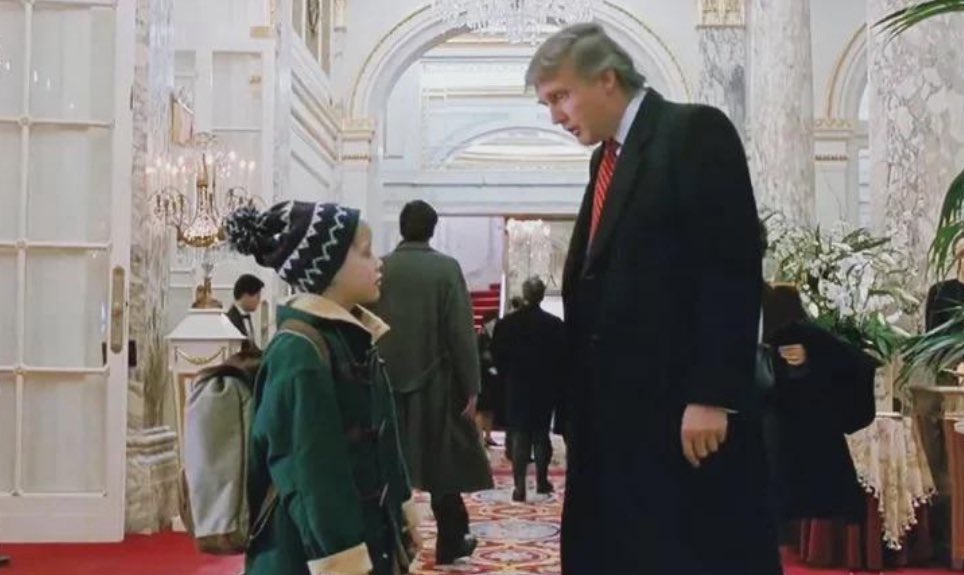 TheJFreakinC's tweet image. Fun fact: Trump forced his way into Home Alone 2…he wouldn’t let them film at The Plaza unless he got a cameo.
Which seems fitting since Epstein was a regular at his holiday parties there.
Turns out the greatest danger to Kevin wasn’t the Wet Bandits after all, but the guy…