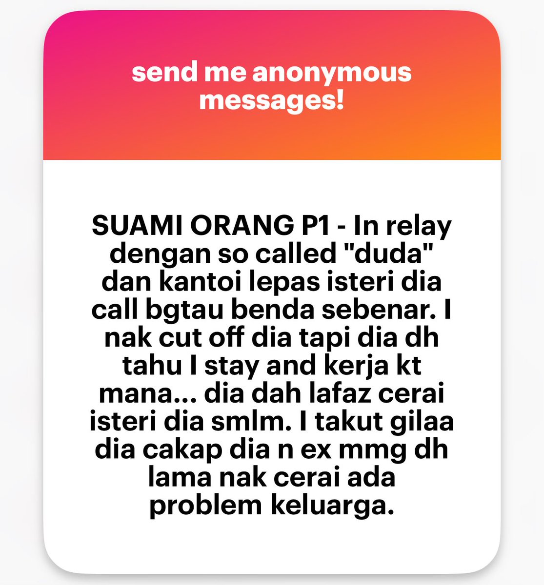 zuhrahx's tweet photo. Teruskan cut off sis. Block dia kat semua tempat. Kalau dia cari you kat rumah/ tempat kerja, buat police report under anti-stalking law.

Kalau dia lelaki baik, dia tak tipu you dari awal. Just… leave him. Biar dua2 dia tak dapat.

https://t.co/tuPvn7jsGN

#AffairPartner https://t.co/wHQZUhGfdt