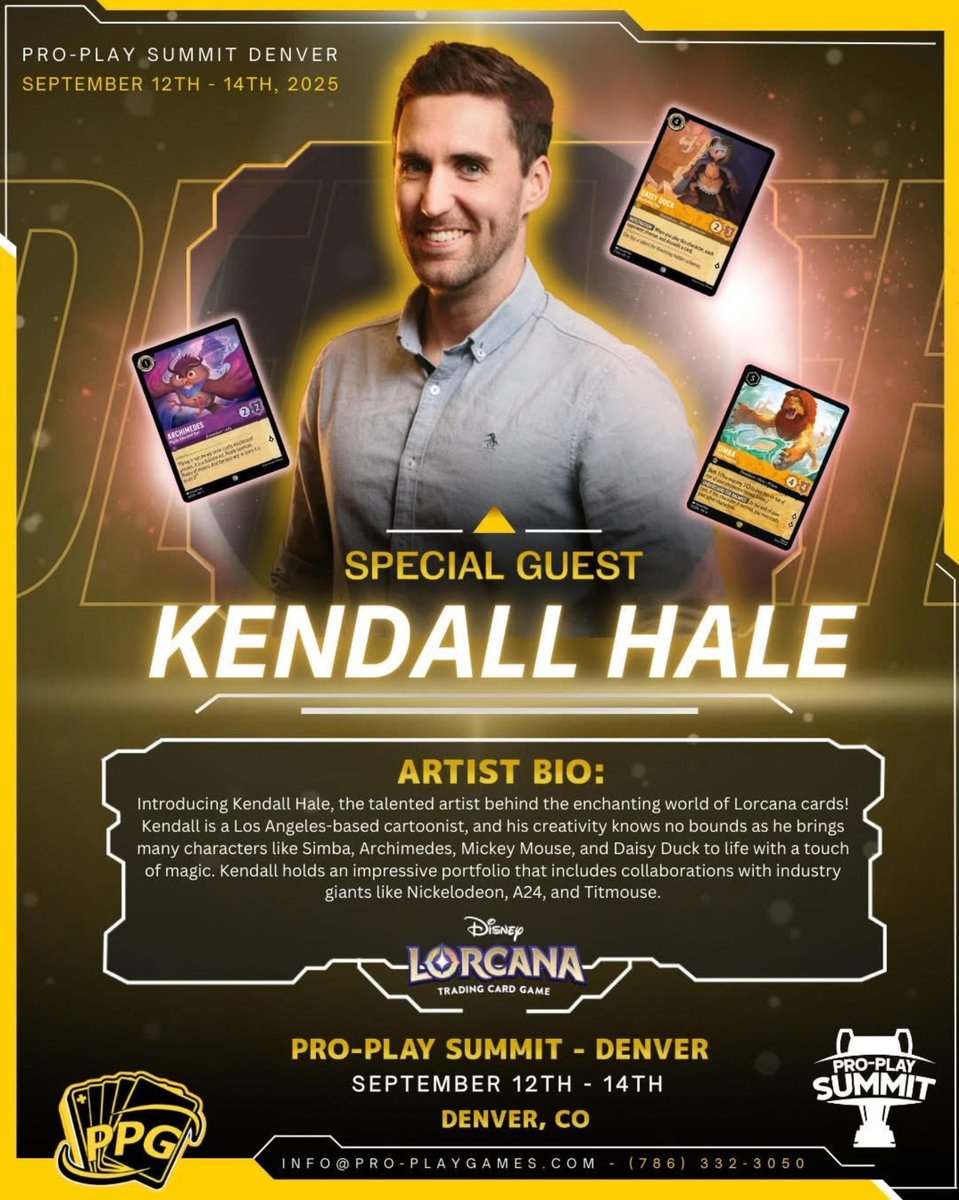 Got a slew of appearances coming up in August and September, but lemme start with this one:
I'll be at PPG's massive Denver Summit from Sep 12-14 during all 3 days of Lorcana tournaments and I'll be signing and sketching cards each day!
#lorcana #signing #autograph