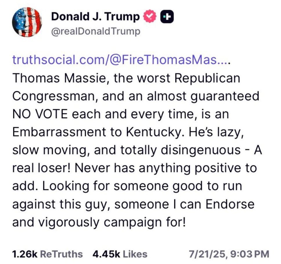EdKrassen's tweet image. Trump is really mad that Thomas Massie is trying to get the Epstein files.