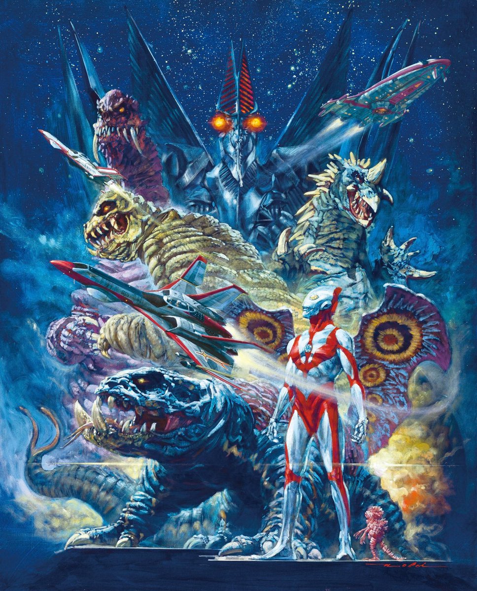 penpen_iii's tweet image. Noriyoshi Ohrai's poster for Ultraman Powered is immaculate. I'm afraid it just might clear his work on the Godzilla series.