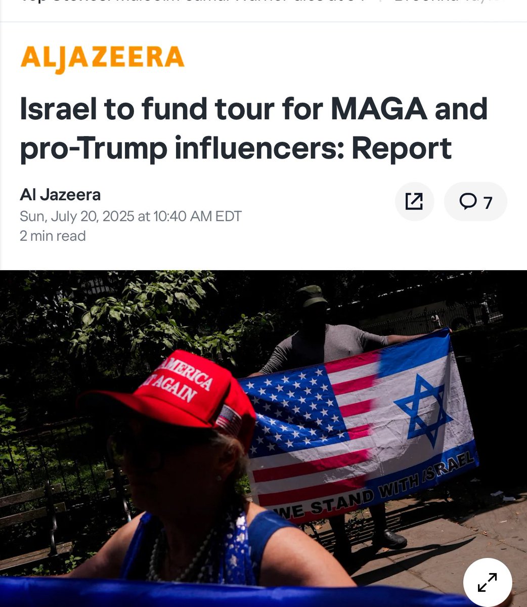 realpeteyb123's tweet image. Israel is funding 16 MAGA influencers to go and visit Israel and get influenced so they can better manipulate.
Who’s the 16?
Drop them below 👇