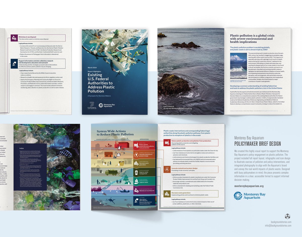🤔 Participating in #PlasticFreeJuly?

We’ve been proud to partner with clients working toward a world with less plastic.

One example: A visual report for <a href="/MontereyAq/">Monterey Bay Aquarium</a> that distills complex plastic policy into clear, actionable insights.