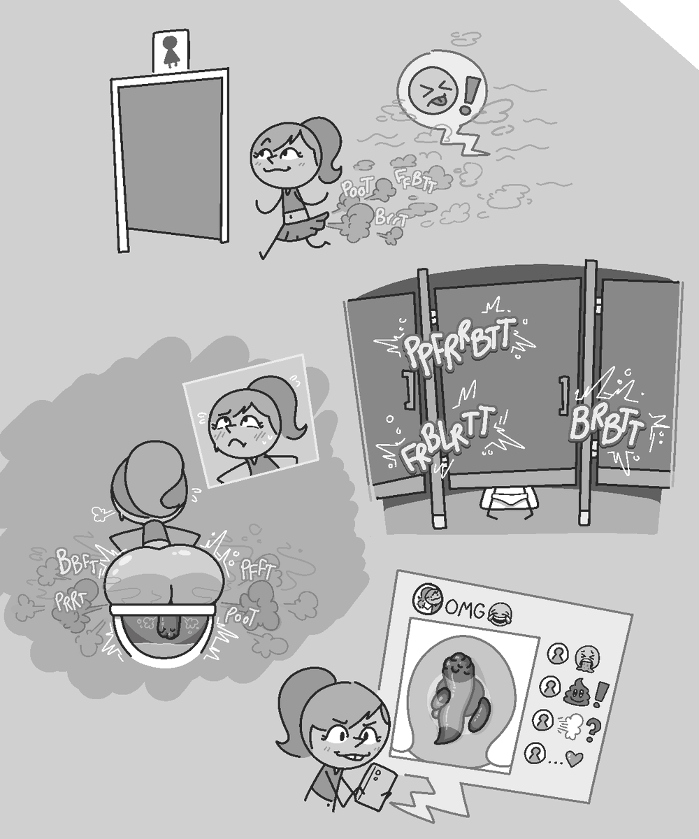 Cheerleader Stick Gal crop dusting the hallway with her pre-poop farts, dropping off a serious load, and posting it to social media like the weirdo she is