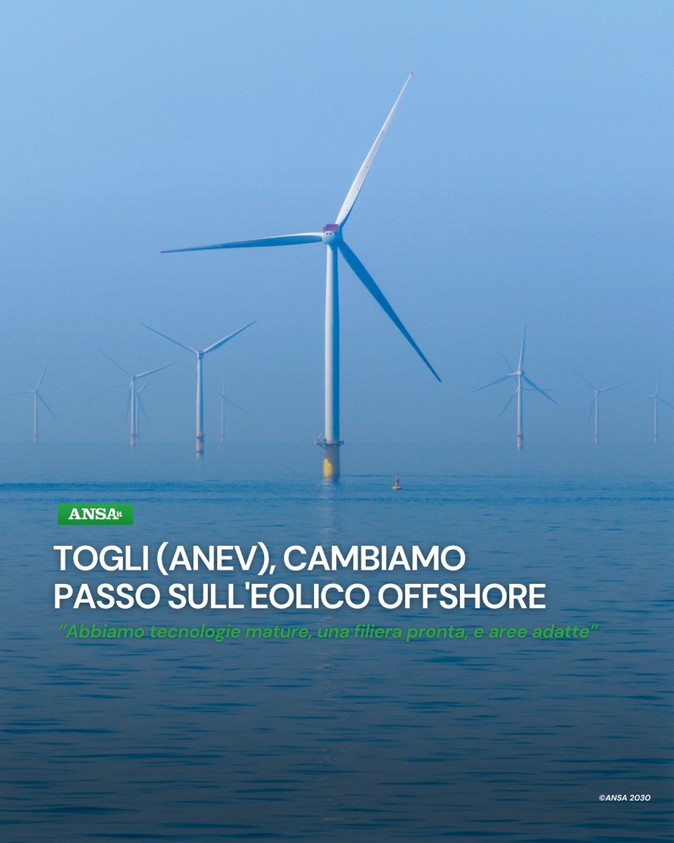 ansa_ambiente's tweet image. Al Summit sull'#eolico offshore, il presidente di @AnevEolico Simone Togni ha detto: "Abbiamo tecnologie mature, una filiera industriale pronta, competenze consolidate e ampie aree marine adatte allo sviluppo. È il momento di agire".
#ANSAAmbiente
➡️ bit.ly/3TRVOUw