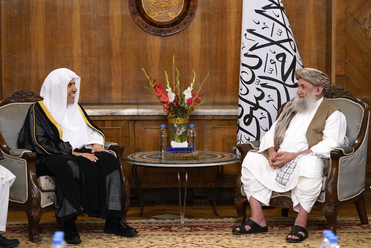 MWLOrg_en's tweet image. On the occasion of a grand official reception, Mullah Mohammad Hasan Akhund, Prime Minister of Afghanistan, received H.E. Sheikh Dr. #MohammedAlissa @MhmdAlissa, Secretary-General of the Muslim World League (MWL) and Chairman of the Organization of Muslim Scholars, at the Prime…