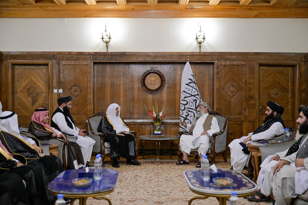 MWLOrg_en's tweet image. On the occasion of a grand official reception, Mullah Mohammad Hasan Akhund, Prime Minister of Afghanistan, received H.E. Sheikh Dr. #MohammedAlissa @MhmdAlissa, Secretary-General of the Muslim World League (MWL) and Chairman of the Organization of Muslim Scholars, at the Prime…