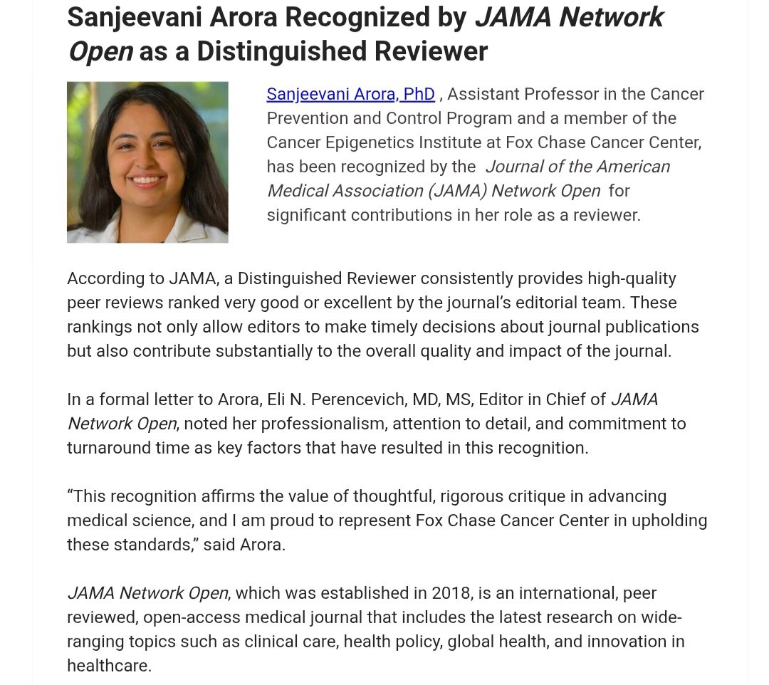 CeiFccc's tweet image. Congrats, Sanjee! A nice recognition of a @CeiFccc @FoxChaseCancer faculty!