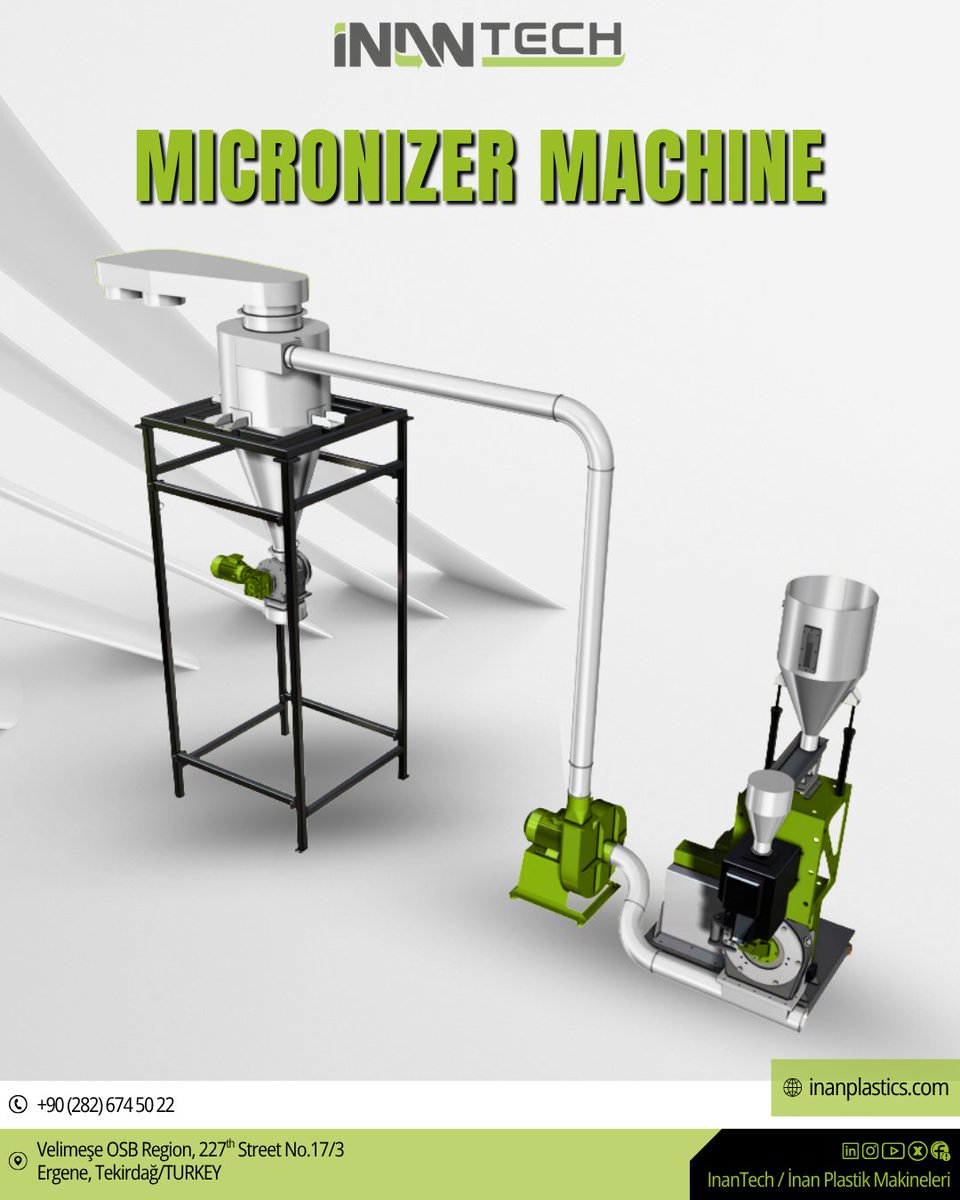 InanTech's tweet image. High efficiency, low energy!

With #İnanTech #micronizermachines, we turn PVC, PE, and other plastics into powder form, delivering maximum performance in recycling.

For sustainable, cost-effective, and eco-friendly solutions: 🌐 inanplastics.com

#RecyclingMachines