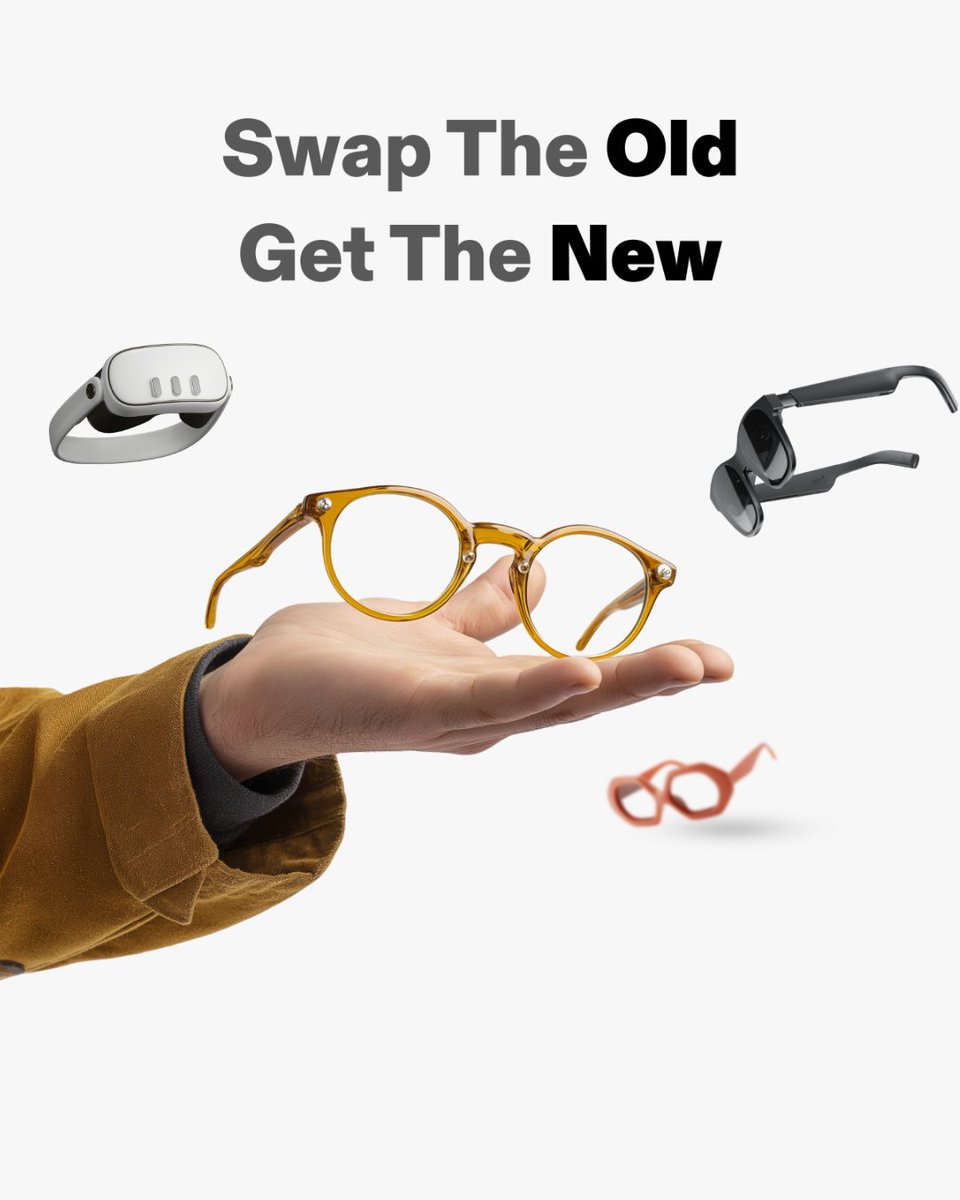 XREAL_Global's tweet image. Did you know you can get AT LEAST $75 cashback for giving us ANY old pair of glasses?๐คฏ
Does it sound crazy? Yes. Is it for real? Also yes. ๐
๐ Nowโs your chance to trade in ANY pair*โand snag at least $75 back with the XREAL One or $100 back with the XREAL One Pro. ๐
๐โฆ