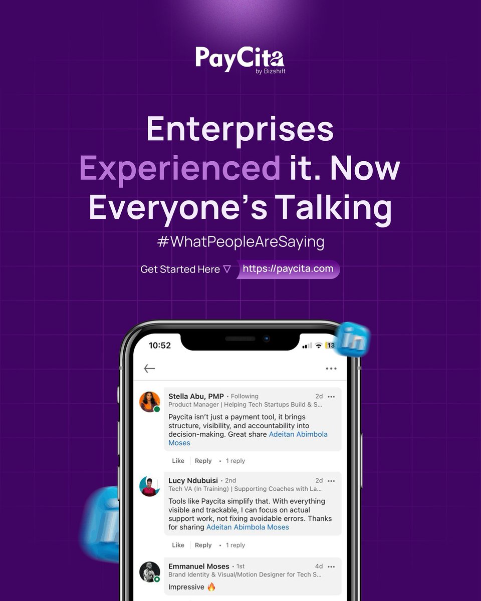 paycitaltd's tweet image. PayCita isn’t just a tool
It’s the upgrade your enterprise never knew it needed.
Everyone’s talking.
Are you listening?
Get started with Paycita today👇👇👇
paycita.com
#PayCita #WhatPeopleAreSaying #TechForGrowth #EnterpriseTools #Bizshift
