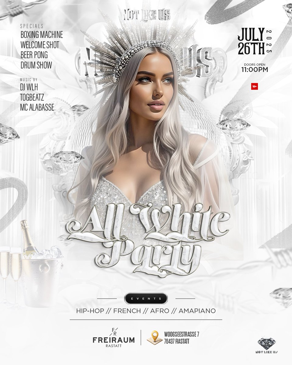 noble_tga's tweet image. All White Party Poster for Not Like Us Eventsπ©πͺπ.
Designed by me π₯·πΎ.
#events #photoshop