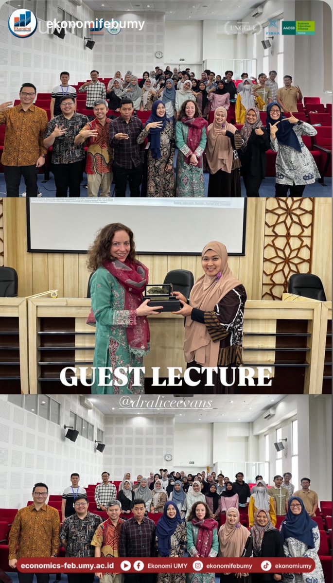 _alice_evans's tweet image. It was such a privilege to give a lecture at University Muhammadiyah Yogyakarta:
“Why is Indonesia one of the more gender equal countries in the Islamic world?”
The Econ department was so generous and kind!
Thank you @ridh4sdi for a wonderful day!!!! 🙏 🇮🇩