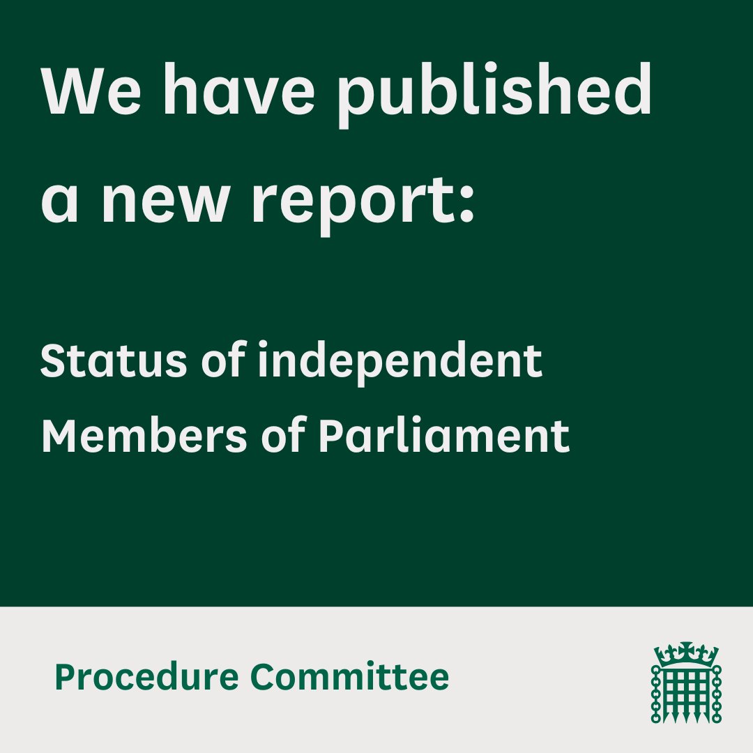 CommonsProcCom's tweet image. NEW: Commons procedure does not require changes to recognise 'technical groups'.
Our latest report also recommends trialling changes to Parliament's website to increase clarity about situations in which MPs are described as 'independent'.
Read here 👉committees.parliament.uk/publications/4…