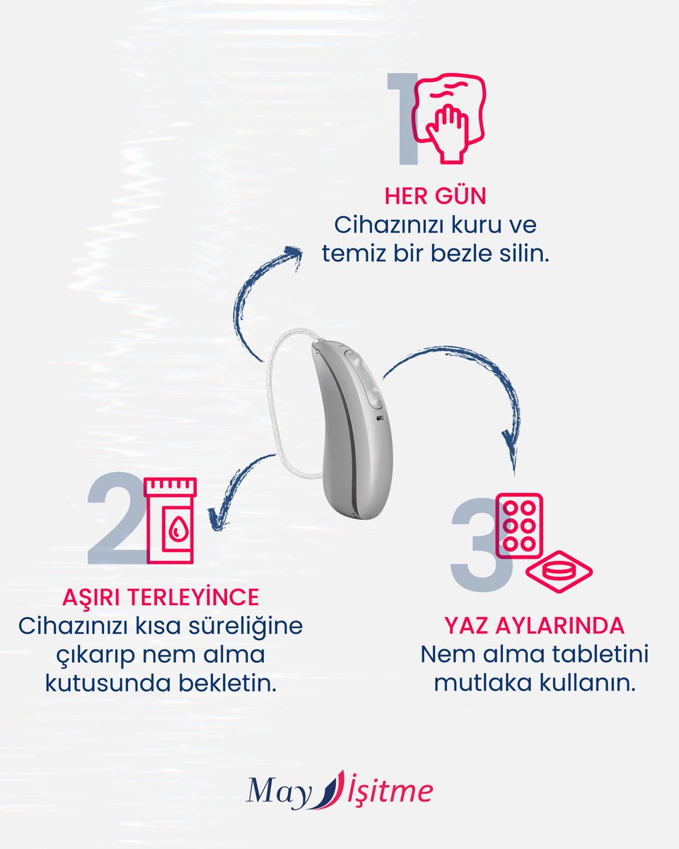 Yaz sıcakları geldi, ter ve nem artıyor…
Peki bu durum işitme cihazınıza zarar verir mi?
Evet, ama önlemek sizin elinizde! 💧
💡 Cihazınızı korumak için 3 basit ipucu hazırladık. 
#mayişitme #hayatınsesiniyakala