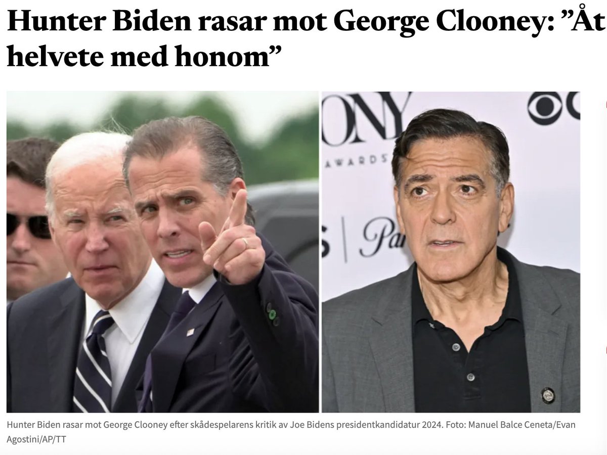Bulletin_Nu's tweet image. Den benådade sonen visar ingen nåd när han går till attack mot George Clooney i en intervju. bulletin.nu/hunter-biden-r…