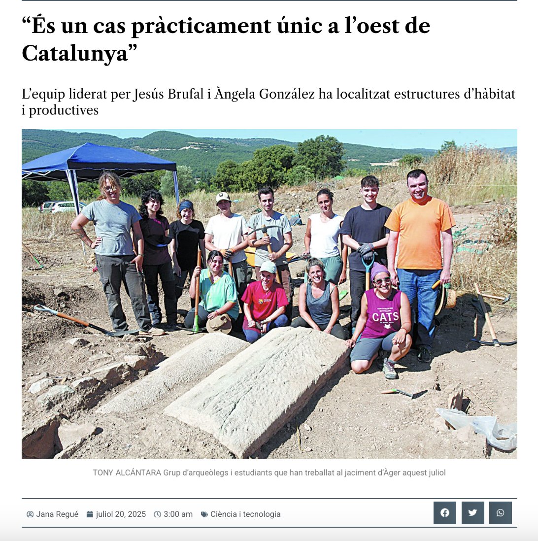 ⛏️ Finaliza la excavación en el yacimiento de Santa Coloma d'Àger, dirigida por Jesús Brufal y Àngela González. 

🗞️🎥 Ha sido noticia en el periódico "La Mañana" (<a href="/LaManyanacat/">La Mañana</a>), "Noguera TV" (<a href="/Noguera_TV/">La Noguera TV</a>) y en "Telenotícies Comarques" (<a href="/som3cat/">3Cat</a>). 

🔗 Enlaces en comentarios.