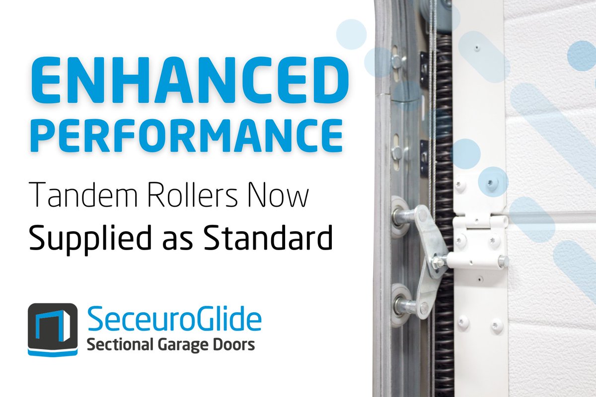 Tandem rollers are now supplied as standard with every SeceuroGlide Sectional Garage Door. Providing quieter operation and improved stability - at no extra cost!

For further info, get in touch with your Account Manager 📞