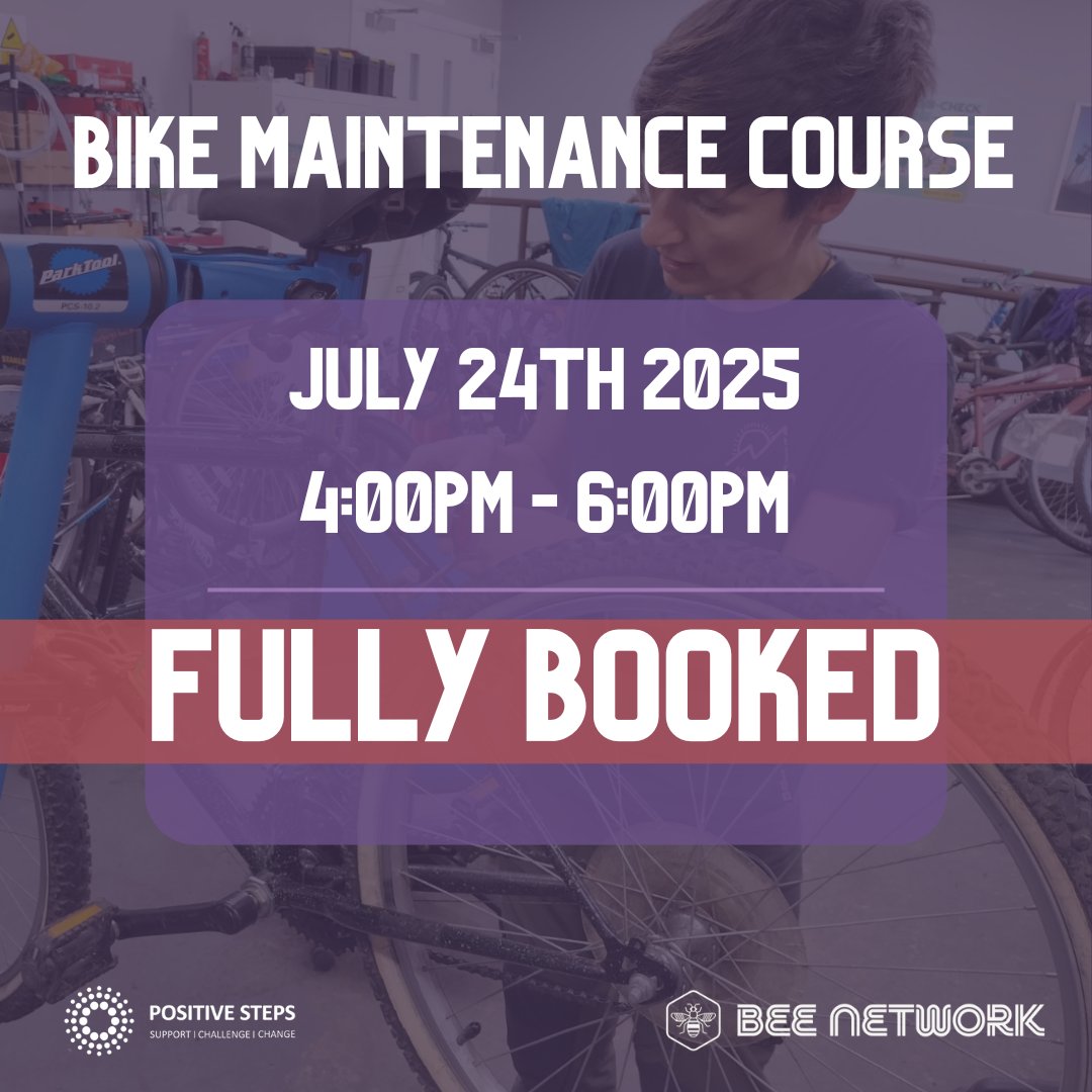Positive Steps (@positivesteps) on Twitter photo 🚲 This week’s bike maintenance session is fully booked! 
But don’t worry, we’ve got more coming soon. 👀 Keep an eye on our socials for details about the next one! 🔧✨
#BikeMaintenance #PositiveCycles 🚲 This week’s bike maintenance session is fully booked! 
But don’t worry, we’ve got more coming soon. 👀 Keep an eye on our socials for details about the next one! 🔧✨
#BikeMaintenance #PositiveCycles