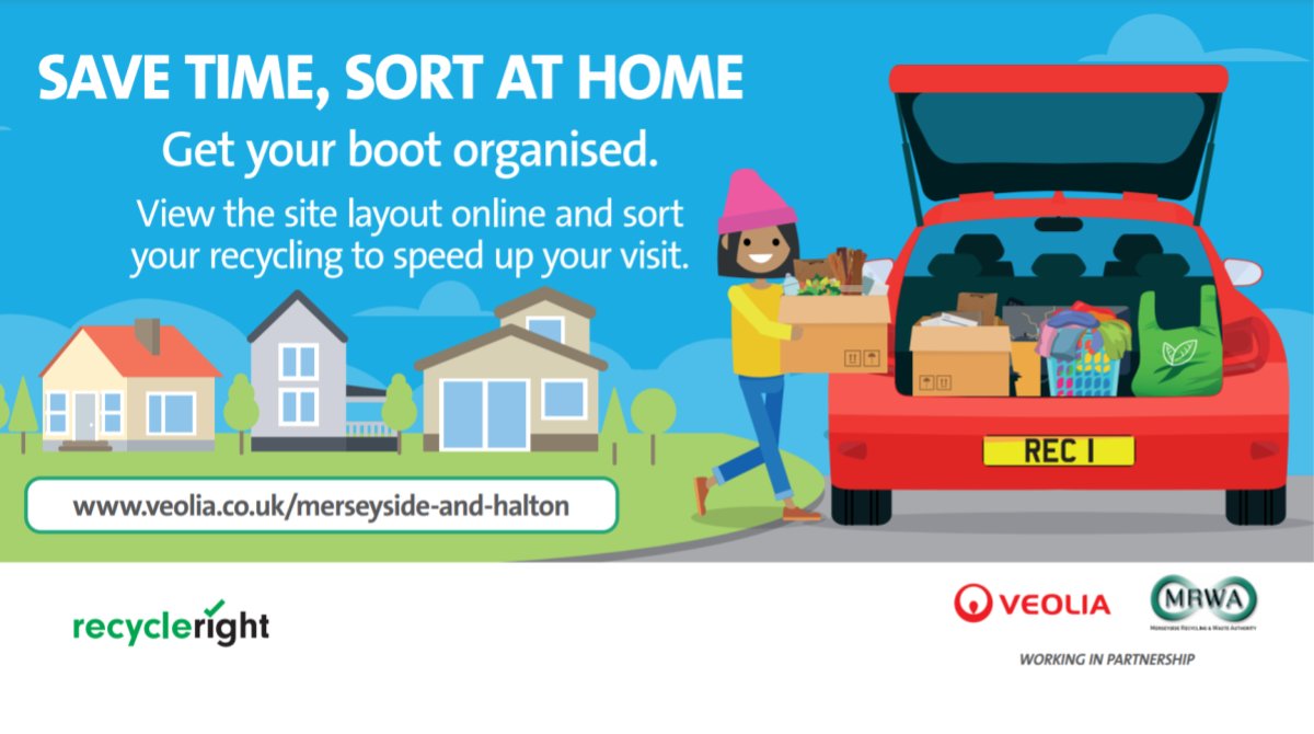 MerseysideRWA's tweet image. Visiting a Recycling Centre? They may be busy so Save Time, Sort at Home. Try and group your items together in materials (cardboard, wood, plastics etc.) when you pack your car, that way you won't have the hassle of sorting them out when you get there.