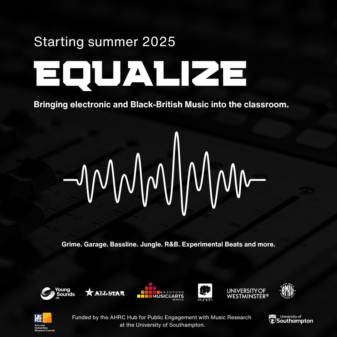 Young Sounds UK (@youngsoundsuk) on Twitter photo We’re thrilled to be delivering one of four research projects funded by the <a href="/unisouthampton/">University of Southampton</a>'s AHRC Hub for Public Engagement with Music Research!
Learn more about EQUALIZE, our collaboration with @theBMRU at <a href="/UniWestminster/">University of Westminster</a> 👇
(1/3) We’re thrilled to be delivering one of four research projects funded by the <a href="/unisouthampton/">University of Southampton</a>'s AHRC Hub for Public Engagement with Music Research!
Learn more about EQUALIZE, our collaboration with @theBMRU at <a href="/UniWestminster/">University of Westminster</a> 👇
(1/3)