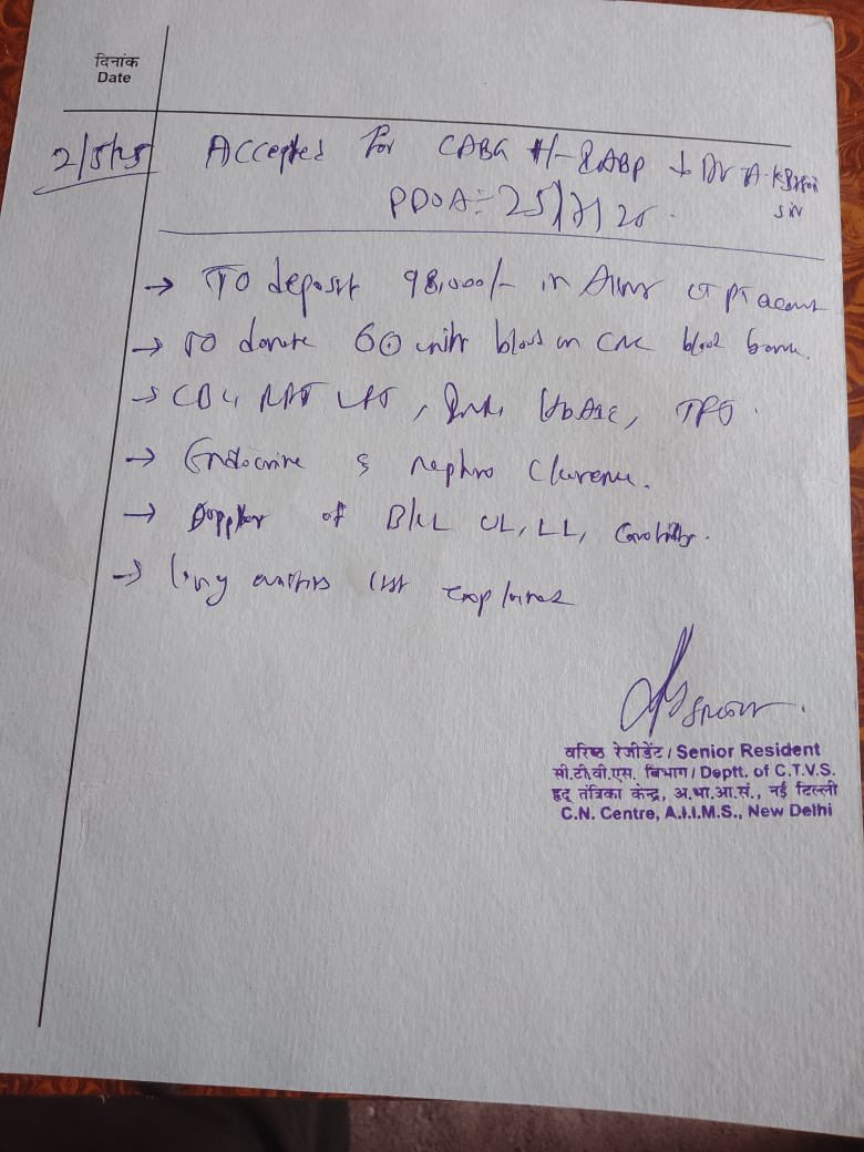 MajorPoonia's tweet image. Urgent Blood 🩸required for By-Pass surgery of Shri Baban Kumar Singh, a farmer from Sopaul of Bihar at AIIMS, New Delhi.
▪️6 Units of any blood group
Please help amplify this🙏
Contact: Mohan at 7372073737
▪️UHID Number - 108283417
