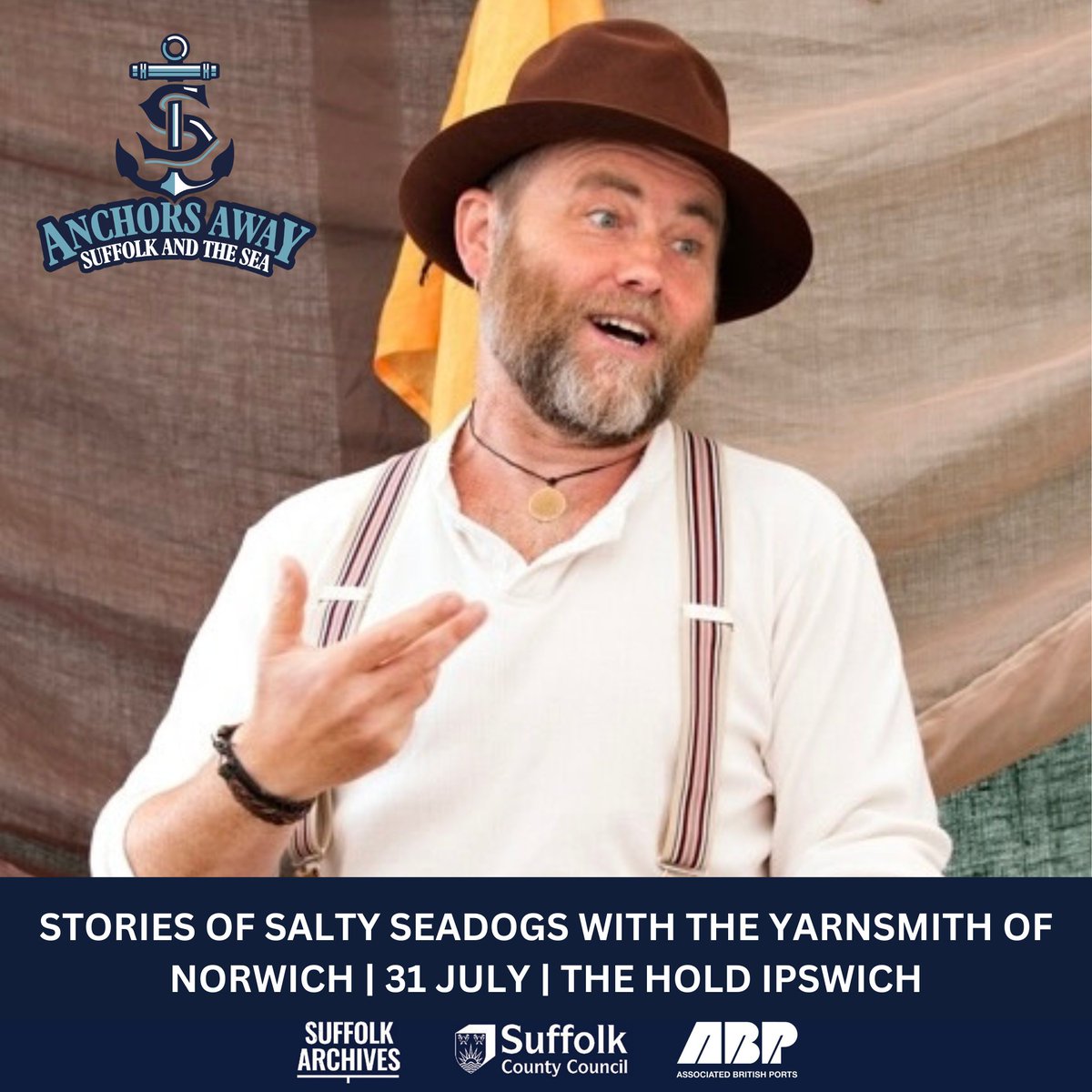 SuffolkArchives's tweet image. Kept swept away by swashbuckling stories about salty seadogs, savage sea serpents, plundering pirates, buried treasure, miserable mermaids & more at our Anchors Away #storytelling sessions. For ages 4+, 31 July, 14, August, 28 August. Book orlo.uk/NDY7w