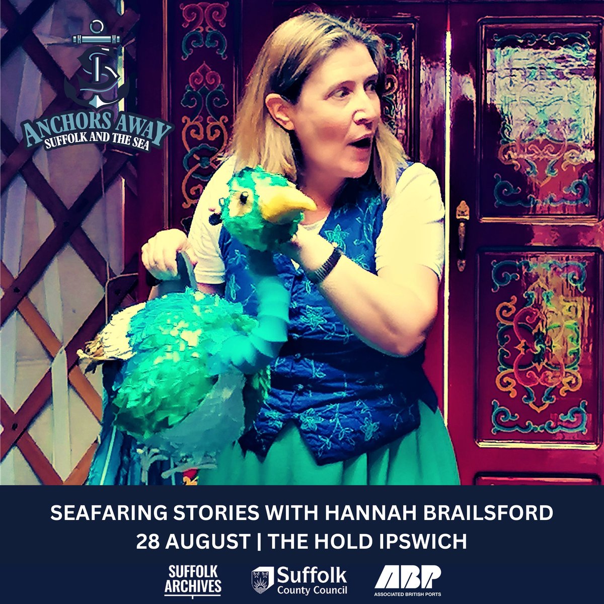 SuffolkArchives's tweet image. Kept swept away by swashbuckling stories about salty seadogs, savage sea serpents, plundering pirates, buried treasure, miserable mermaids & more at our Anchors Away #storytelling sessions. For ages 4+, 31 July, 14, August, 28 August. Book orlo.uk/NDY7w
