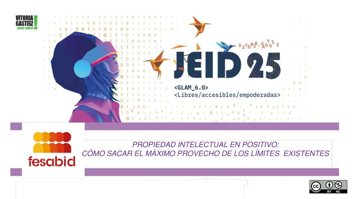 El Grupo de Trabajo de Propiedad Intelectual de FESABID impartió, en el marco de las #JEID25, un taller práctico sobre las excepciones existentes en la legislación española en materia de propiedad intelectual.

Consulta las casuísticas comunes: fesabid.org/propiedad-inte…