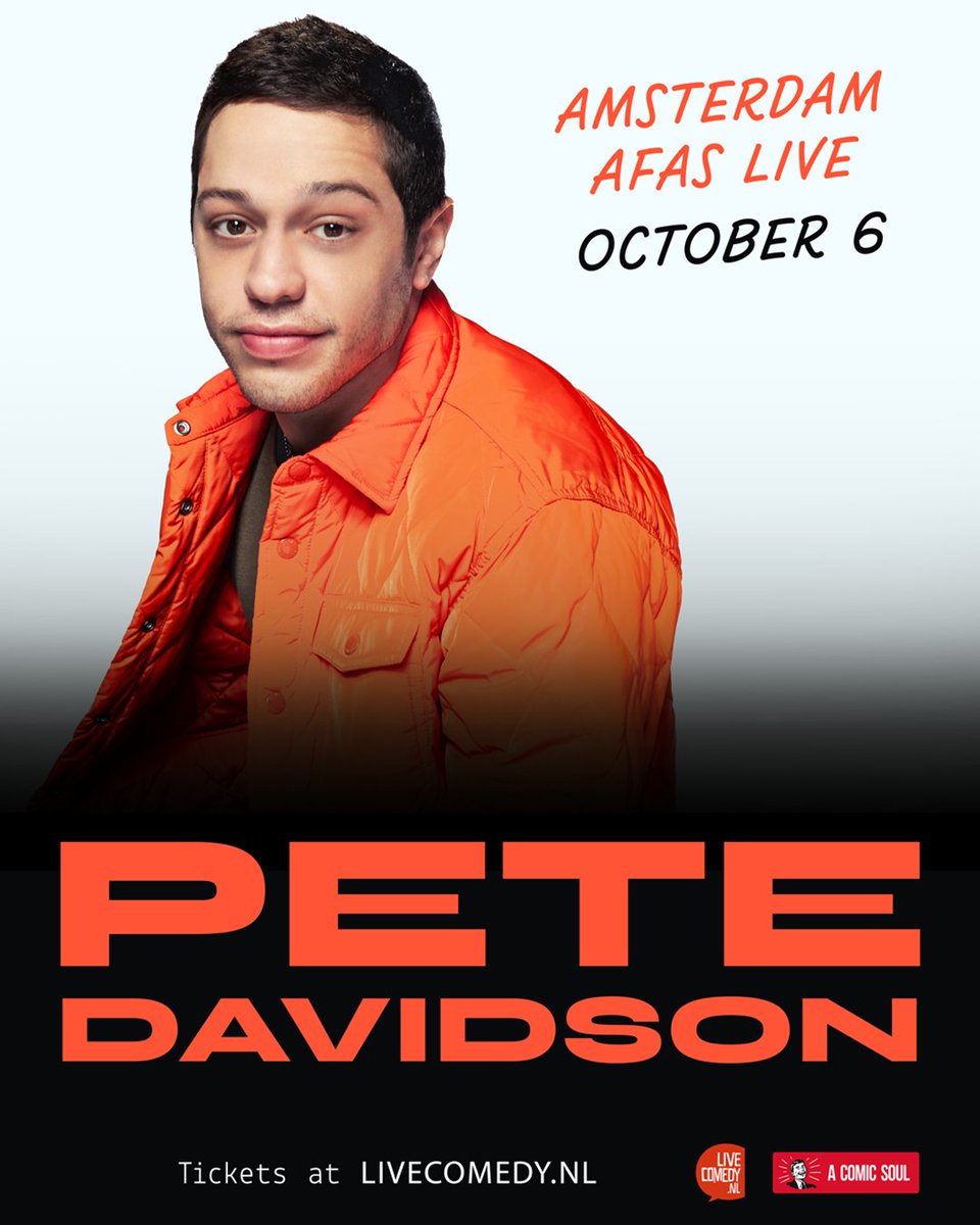 🎭 Maak je klaar voor een avondje lachen want Pete Davidson komt naar Nederland! De Amerikaanse stand-upcomedian staat op 6 oktober in <a href="/AFASLive/">AFAS Live</a>. 

📆 6 oktober 2025
📍 AFAS Live, Amsterdam
🎫 De ticketverkoop start vrijdag 25 juli om 10:00 uur via bit.ly/PeteDavidson25…