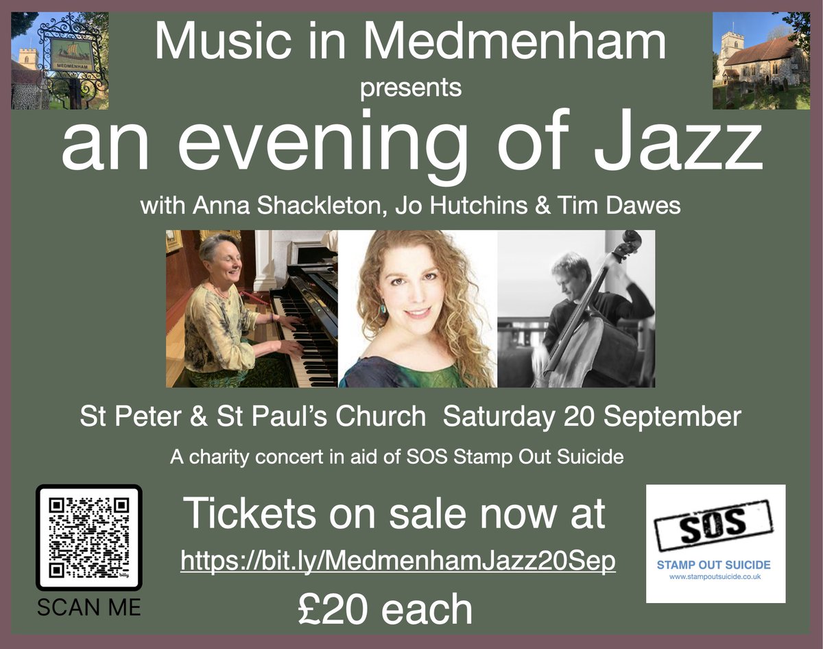 Our next Music in Medmenham concert presents an evening of Jazz. Saturday 20 September. Visit bit.ly/MedmenhamJazz2… for full details.