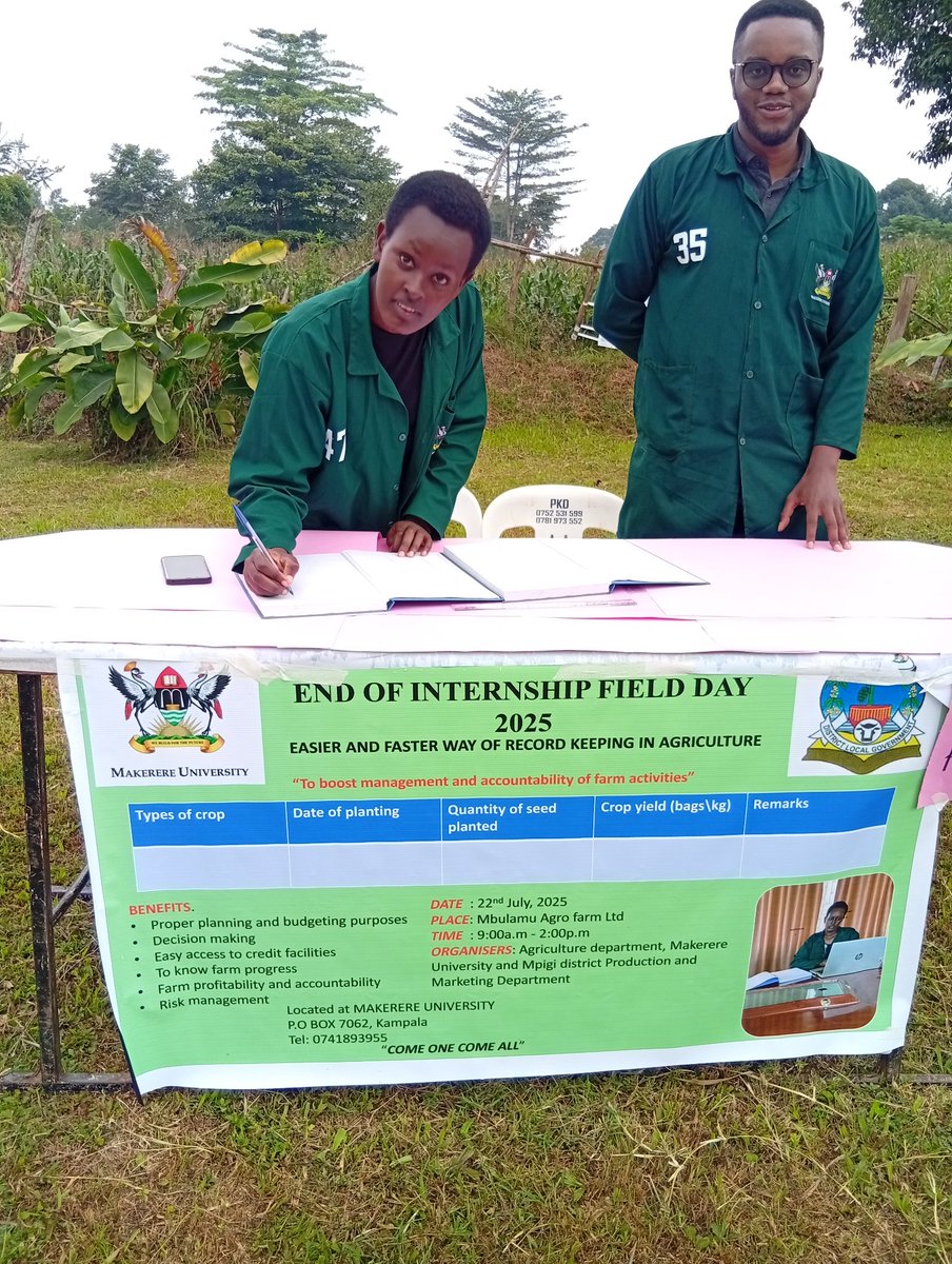 MakCAES's tweet image. CAES Field Day & End of Students' Internship held at Mbulamu Integrated Farm, the host farm for the training. The students have been working on different enterprises including maize, coffee, piggery,& poultry. They are set to share their experiences with the farmers in the area.