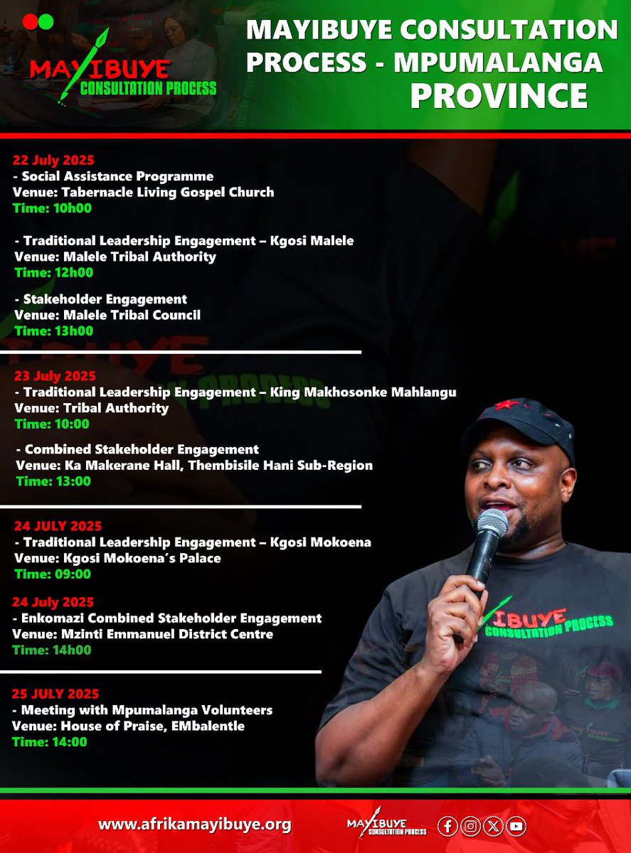 FloydShivambu's tweet image. We @mayibuye_afrika will be in Mpumalanga for the whole week consult with the people and guide our stride on what is to be done. Afrika Mayibuye is a Movement of the people. #MayibuyeiAfrika!!